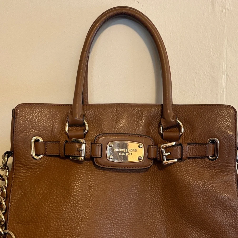 Michael Kors Hamilton Tan Leather Satchel - Picture 2 of 12